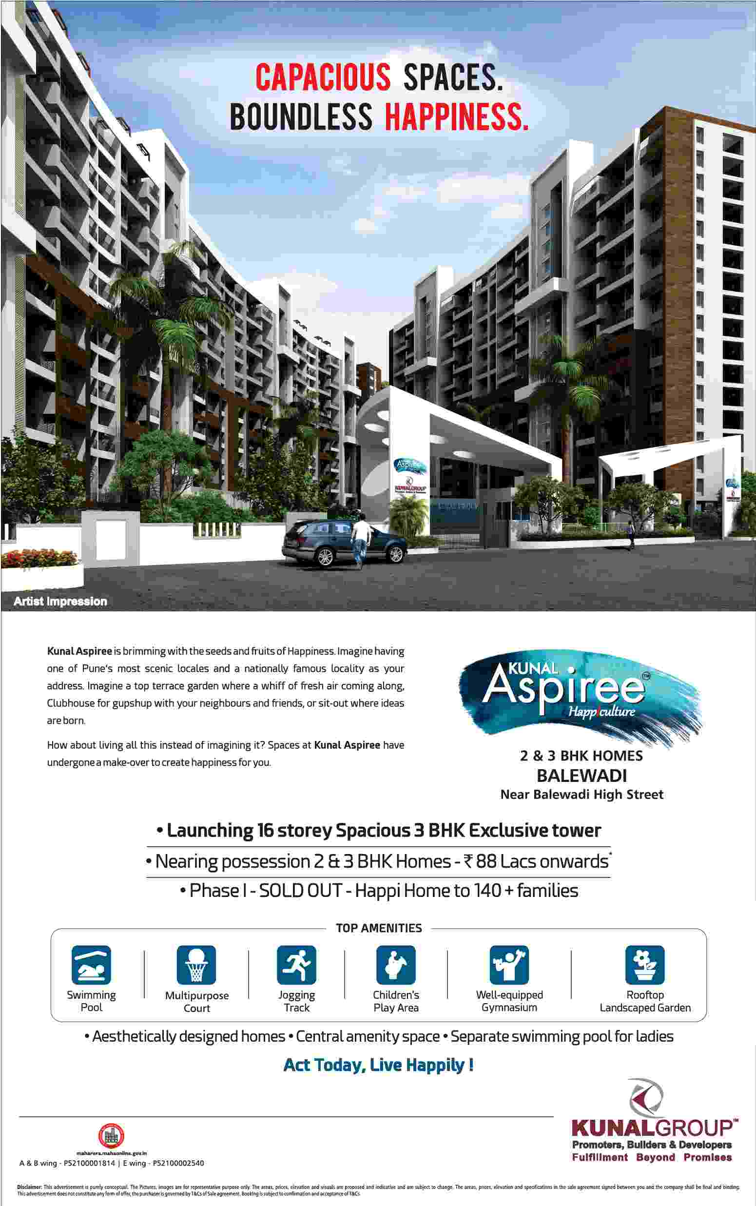 Kunal Aspiree nearing possession with 2 & 3 BHK homes in Pune